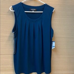 Kasper teal top with pleated top